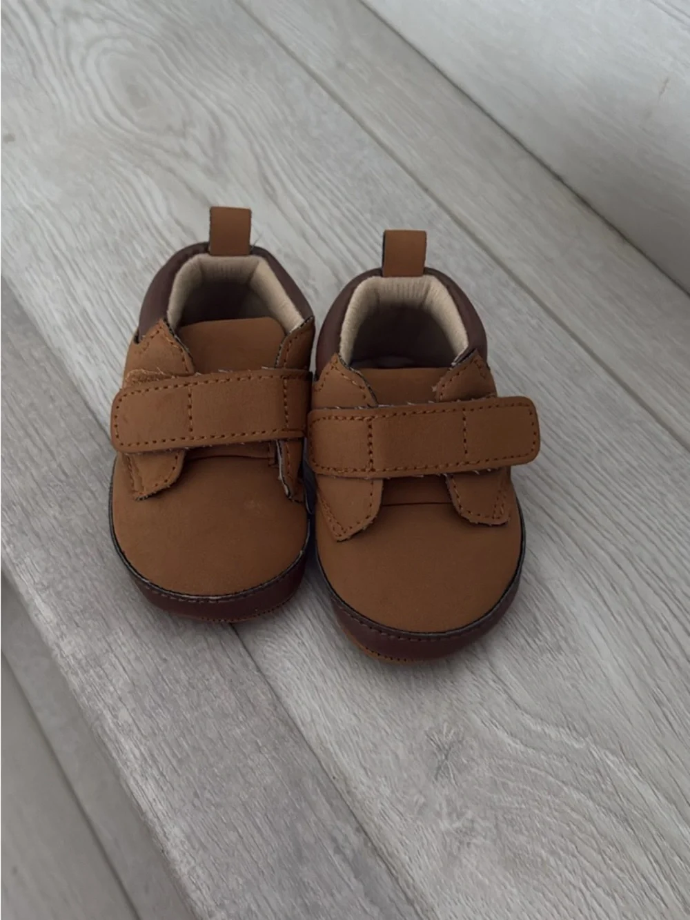 Carter's Tan Brown Hook-and-Loop Baby Shoes